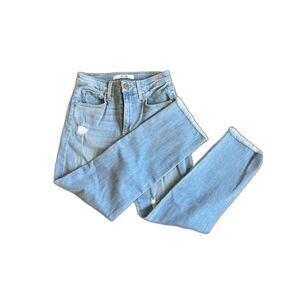 Joes's High Rise Straight Cropped Distressed Denim Jeans SZ 25 Western Stretch